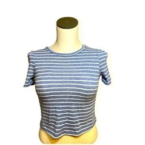 Love, fire women’s white  navy stripe crop top Sz Medium New